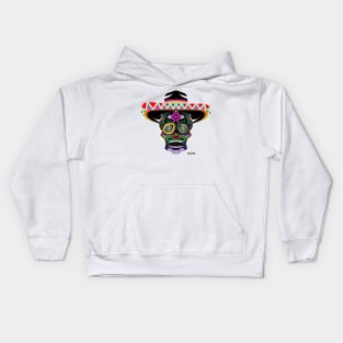 the mexican grim reaper in mariachi charro style ecopop Kids Hoodie